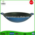 Venta al por mayor industrial chino azul hierro fundido esmalte hierro fundido Wok